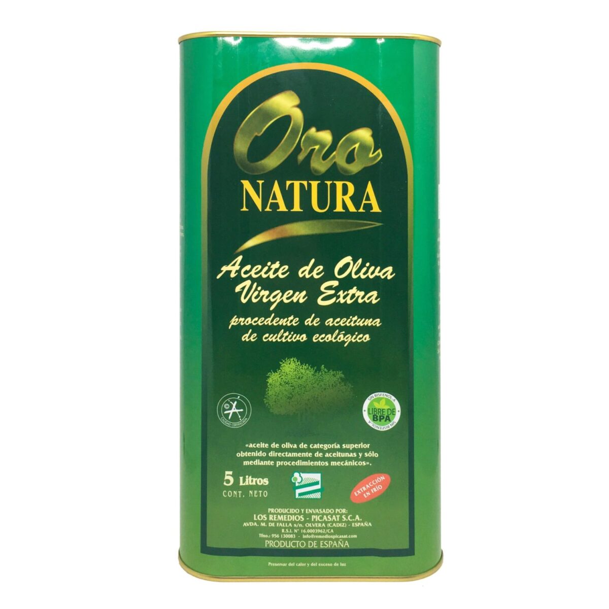 Aceite de Oliva Virgen Extra Ecologico 5 Litros - Tienda Online 