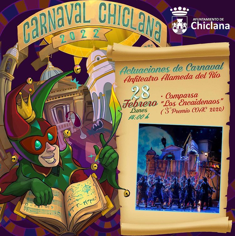 Carnaval de Chiclana 2022 - Actuación de la comparsa de Kike Remolino “Los Encaidenaos” en el Anfiteatro de la Alameda del Río