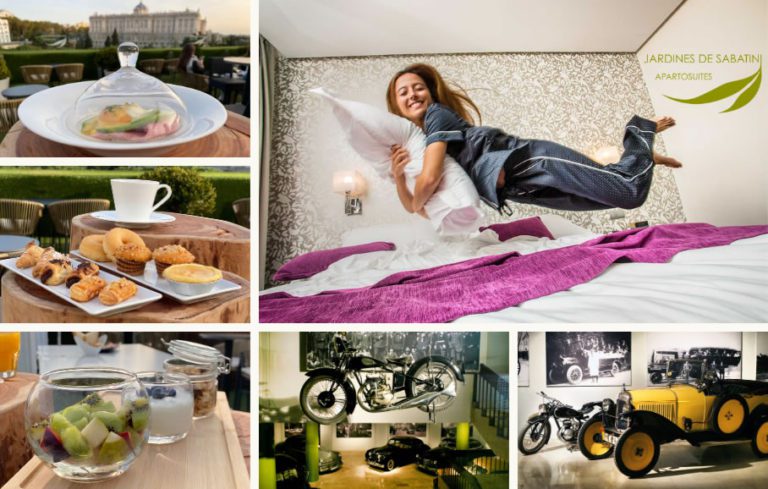 Noche de Hotel Pareja Brunch Visita Museo Coches en ApartoSuites Jardines de Sabatini 768x489