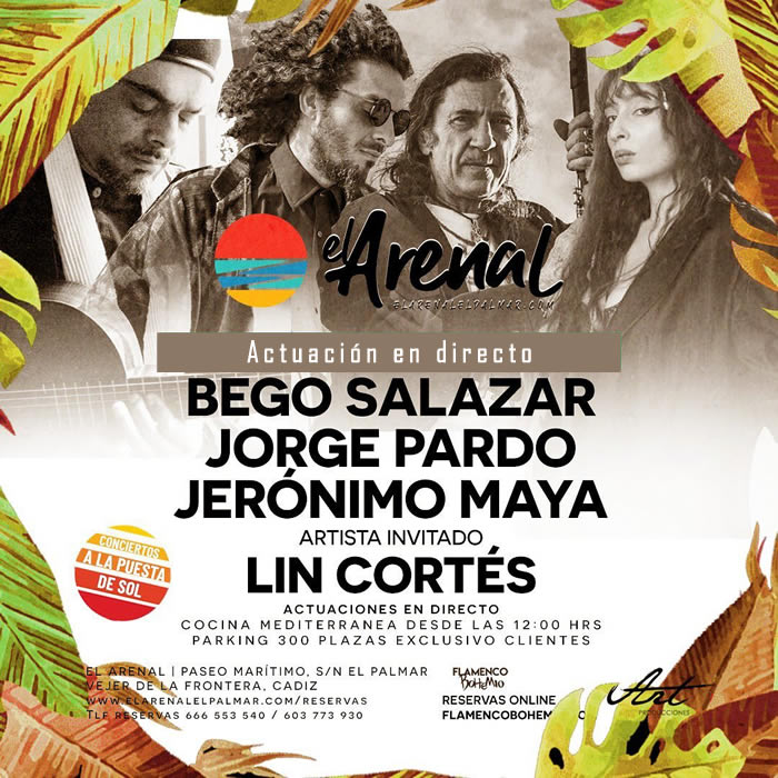 Actuación de Jorge pardo, Bego Salazar, Gerónimo Maya y Lin Cortes en el Chiringuito El Arenal El Palmar