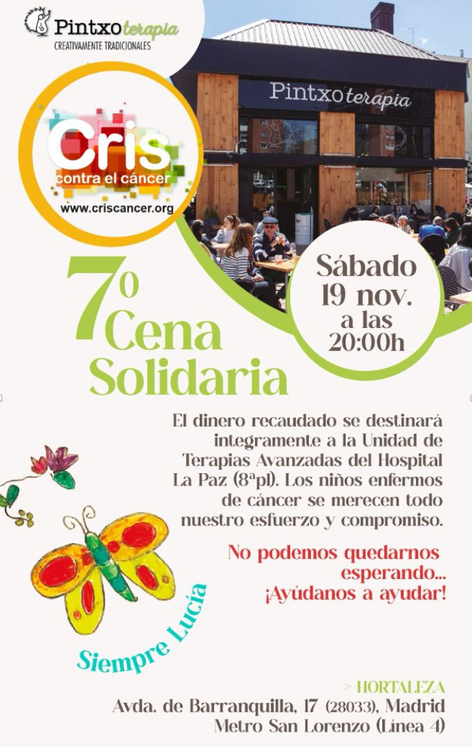 7ª Cena Solidaria Cris contra el cáncer en Pintxoterapia