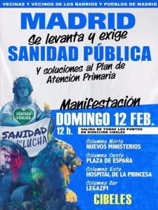 Madrid se levanta y exige Sanidad Pública y soluciones al Plan de Atención Primaria | Manifestación 12/02/2023 | 12:00 horas | Cartel