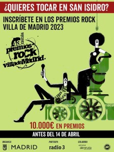 Premios Rock Villa de Madrid 2023 | Convocatoria 30/03-14/04/2023 | 10.000 euros en premios | Ayuntamiento de Madrid | Cartel