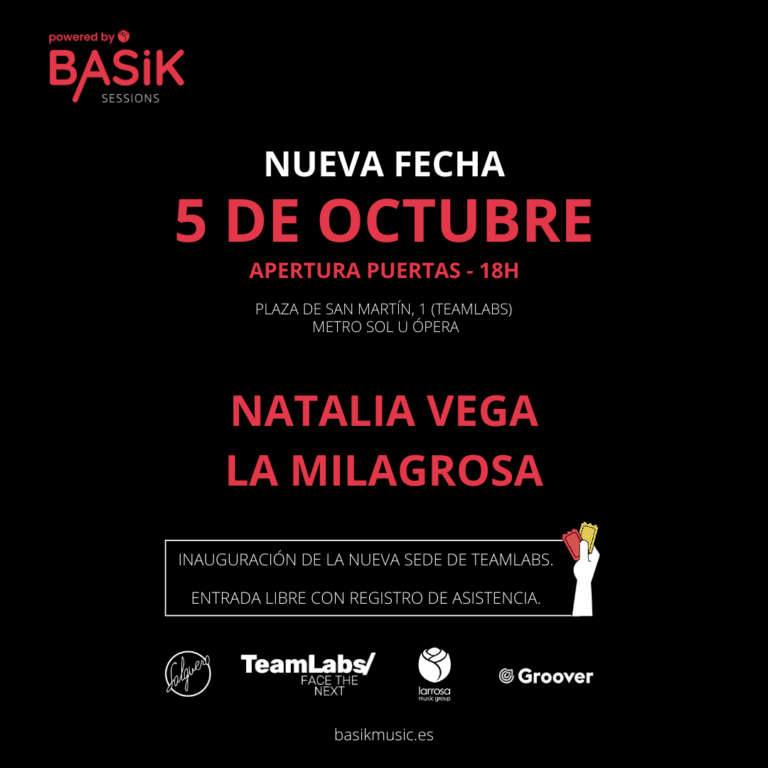 Concierto de Natalia Vega y La Milagrosa en Teamlabs Madrid Basik Sessions 768x768