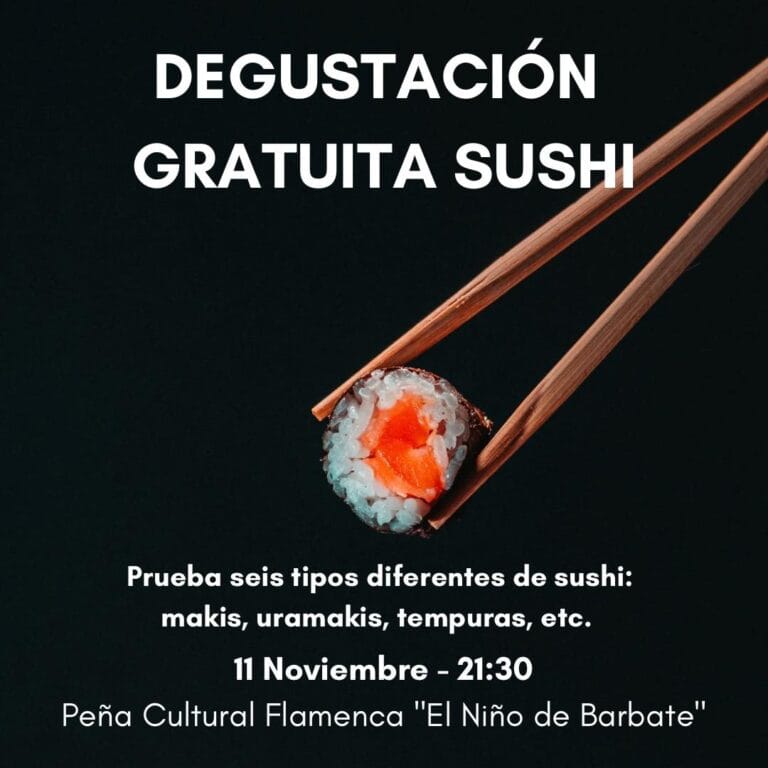 Degustacion Gratuita de Sushi en la Pena Cultural Flamenca El Nino de Barbate 768x768