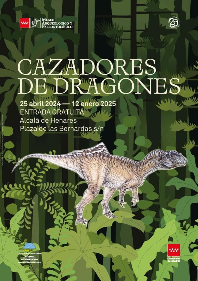 Exposicion dinosaurios Cazadores de Dragones en Museo Arqueologico y Paleontologico de Alcala de Henares 768x1087