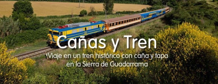 Canas y Tren Viaje en un tren historico con cana y tapa en la sierra de Guadarrama 768x295