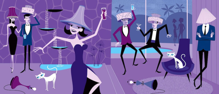 Exposicion Moon Over Madrid ¡FIESTA de Josh Agle Shag en La Fiambrera Art Gallery 2 768x329