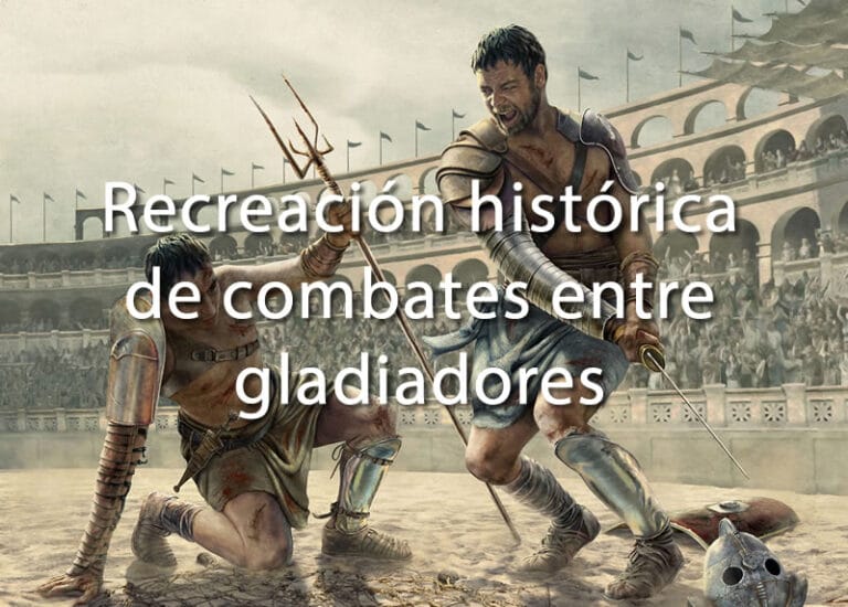 Recreacion historica de combates entre gladiadores en el Museo Arqueologico y Paleontologico de la C. Madrid MARPA 768x550